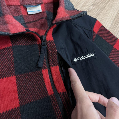Y2K Colombia fleece checkered pattern Half zip autumn paneled check fleece