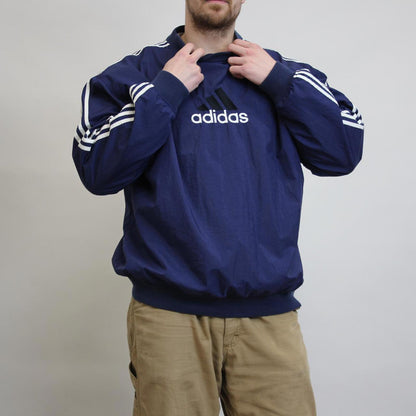 Blue vintage adidas pullover windbreaker XL