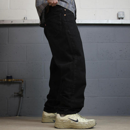 Levi’s 550 relaxed jeans y2k W34L30 black loose straight leg pants red tab logo