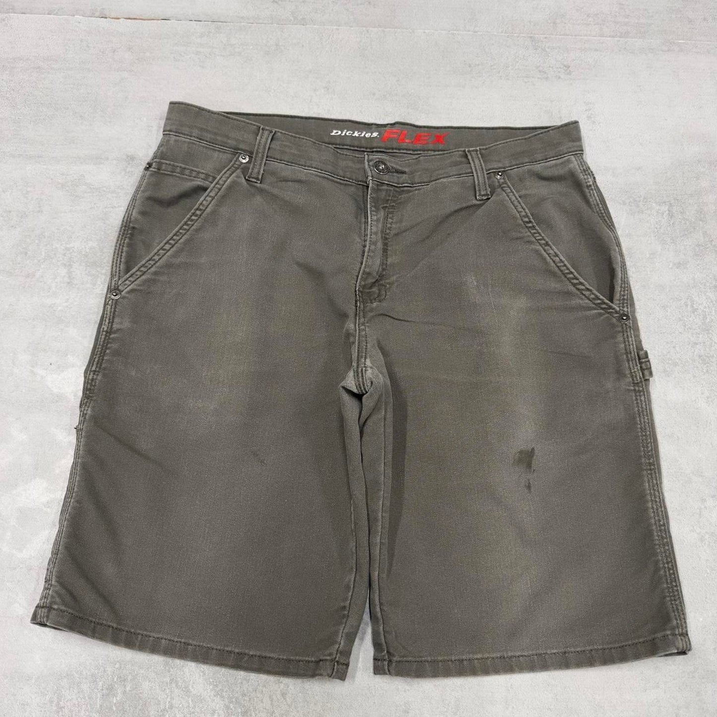 Green Dickies Carpenter Jorts W34 Mens Loose canvas denim cargo summer skate shorts