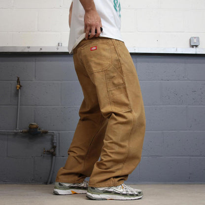 Baggy Dickies carpenter jeans W40L30 tan brown wide leg 90s style canvas cargos