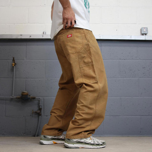 Baggy Dickies carpenter jeans W40L30 tan brown wide leg 90s style canvas cargos