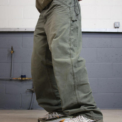Y2K baggy Carhartt carpenter jeans green Loose leg canvasy skate style workwear cargo pants