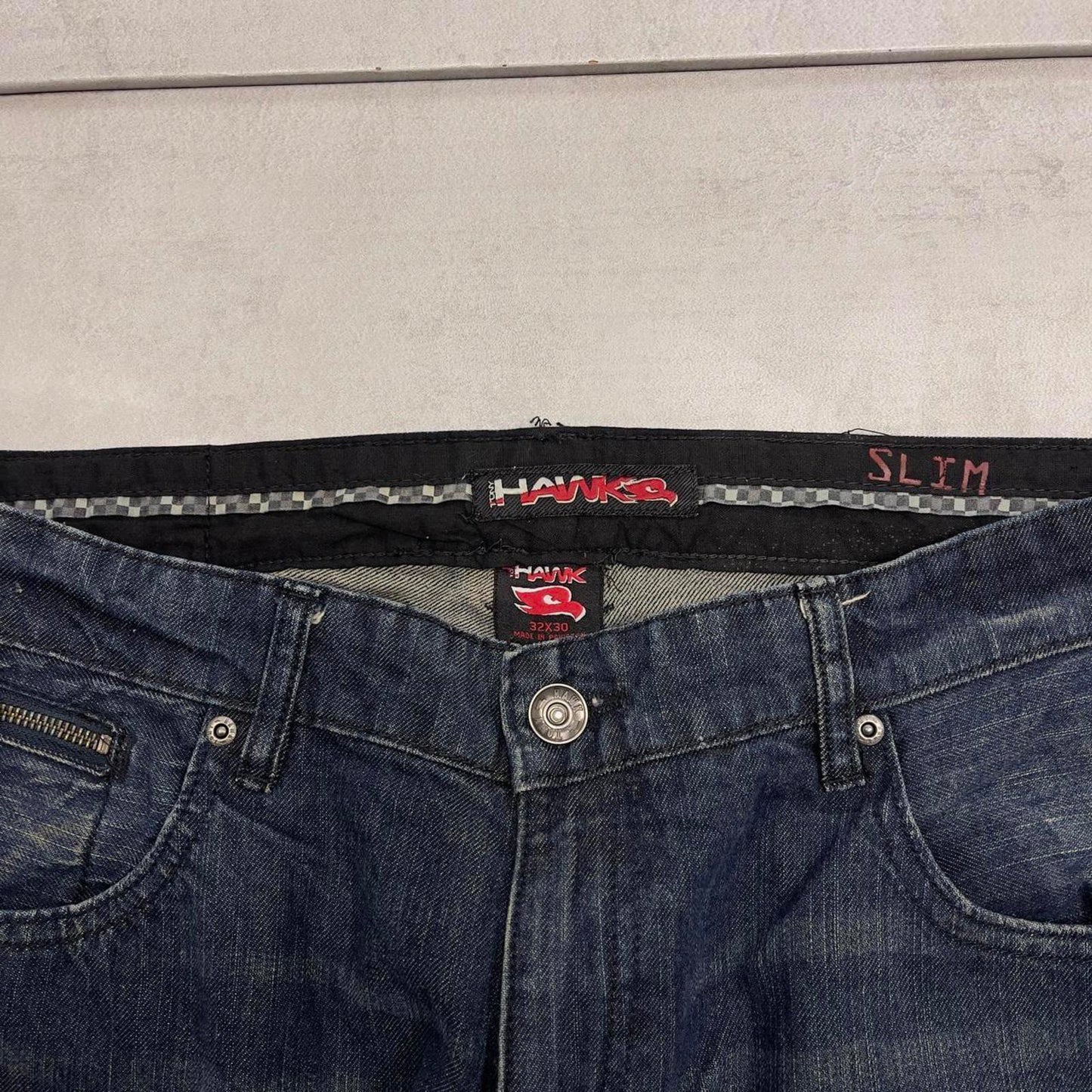 Tony Hawk skate jeans W38L33 slim blue denim skater style jeans