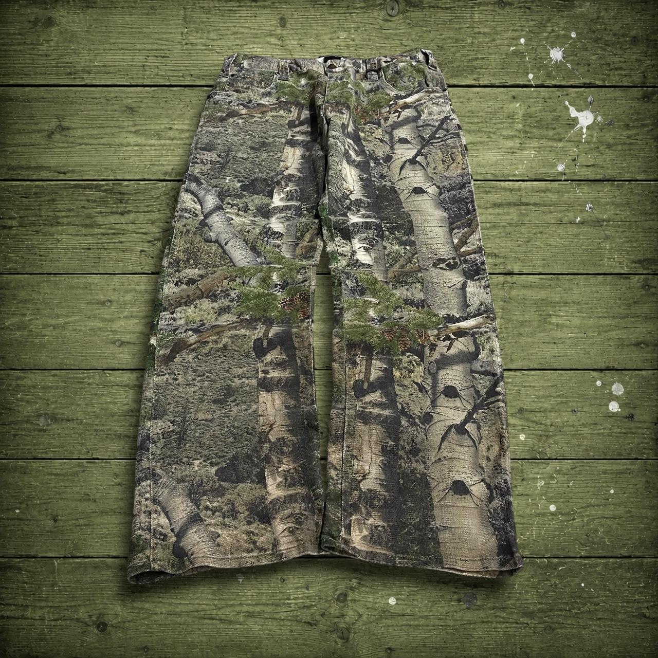 Mossy Oak camo jeans Y2K khaki Straight leg stretch Realtree forest camouflage pants