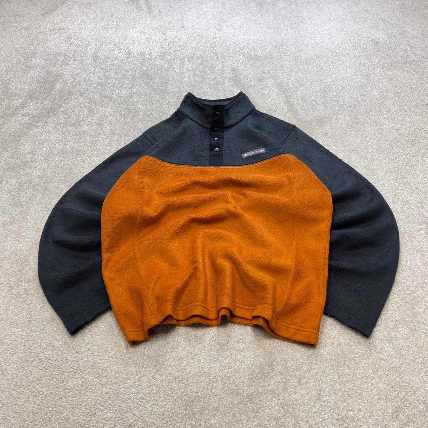 Orange Columbia technical fleece Medium y2k style snap T autumn popper pull over