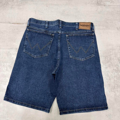 Mens Loose Wrangler jorts W34 blue loose denim skater style shorts