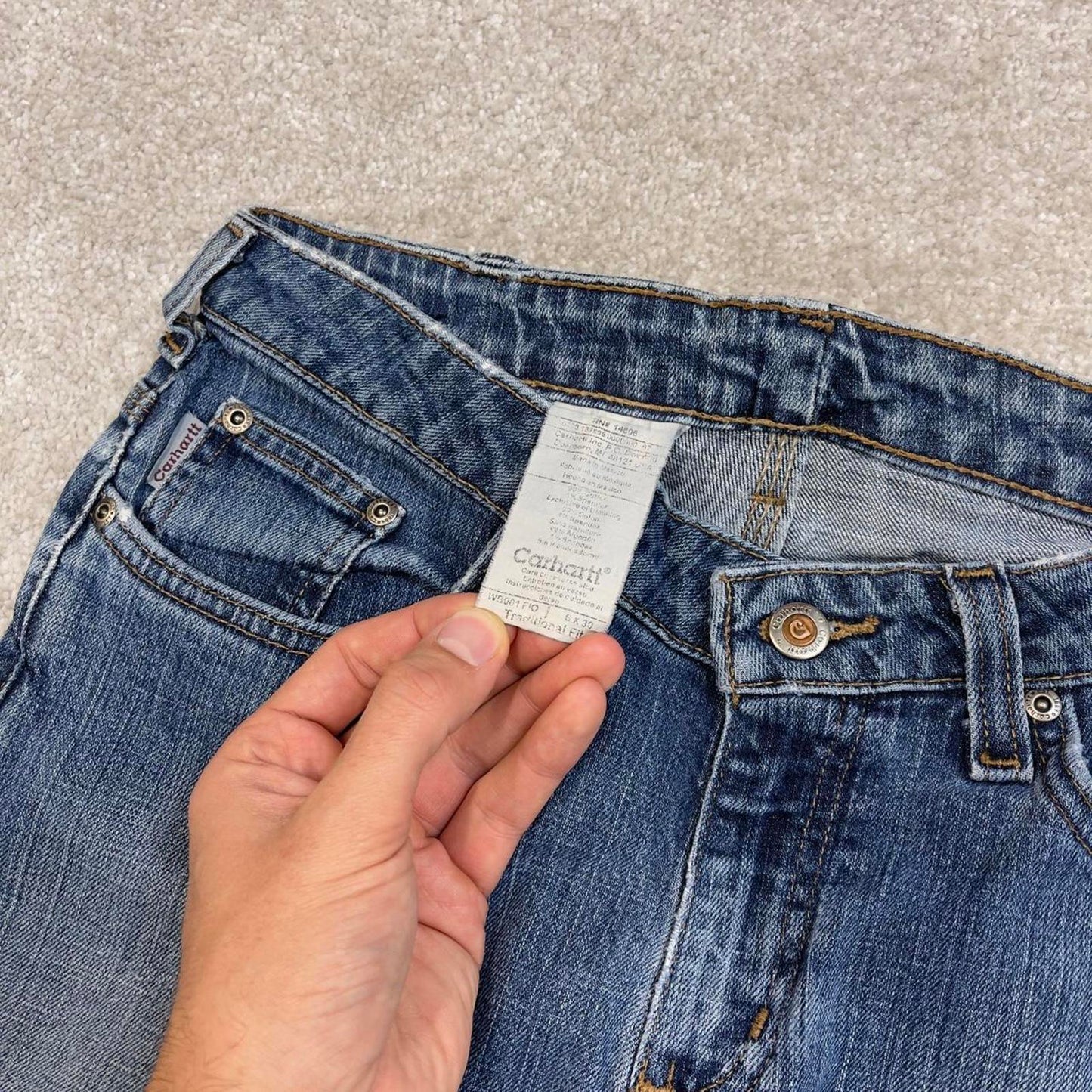 Blue Carhartt jeans size 6x30 women's bootcut 5 pocket work trousers y2k 90s style