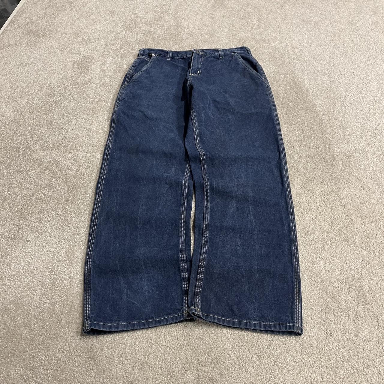 Carhartt cargo jeans blue denim carpenter W32L32 Loose thick 100% cotton denim workwear skate pants