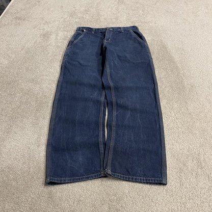 Carhartt cargo jeans blue denim carpenter W32L32 Loose thick 100% cotton denim workwear skate pants