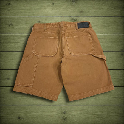 Y2K Pacsun denim utility shorts W30 tan brown carpenter Slim 100% cotton denim cargo jorts