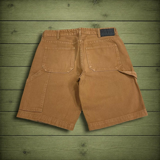 Y2K Pacsun denim utility shorts W30 tan brown carpenter Slim 100% cotton denim cargo jorts