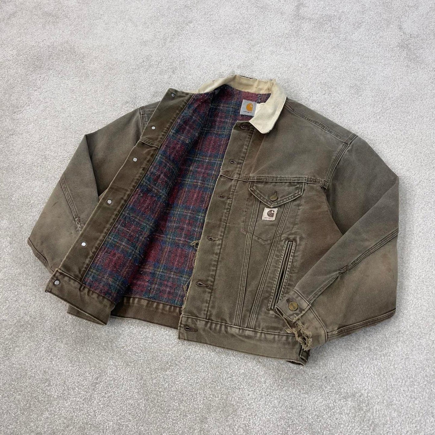 Vintage brown Carhartt Trucker bomber jacket M Detroit cropped