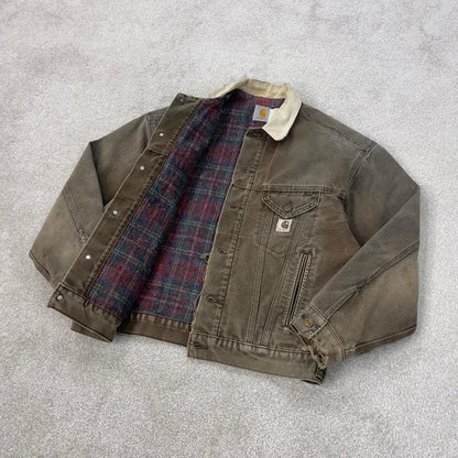 Vintage brown Carhartt Trucker bomber jacket M Detroit cropped