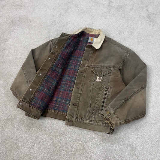 Vintage brown Carhartt Trucker bomber jacket M Detroit cropped
