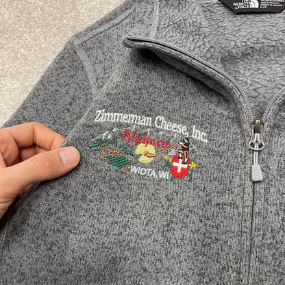 Y2K North Face technical fleece grey Full zip up fleece autumn pockets and embroidered