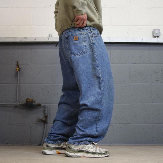 Vintage Carhartt jeans 90s y2k skater style W46L30 blue loose 100% cotton denim