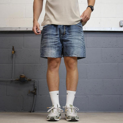 Blue embroidered Chams jorts W40