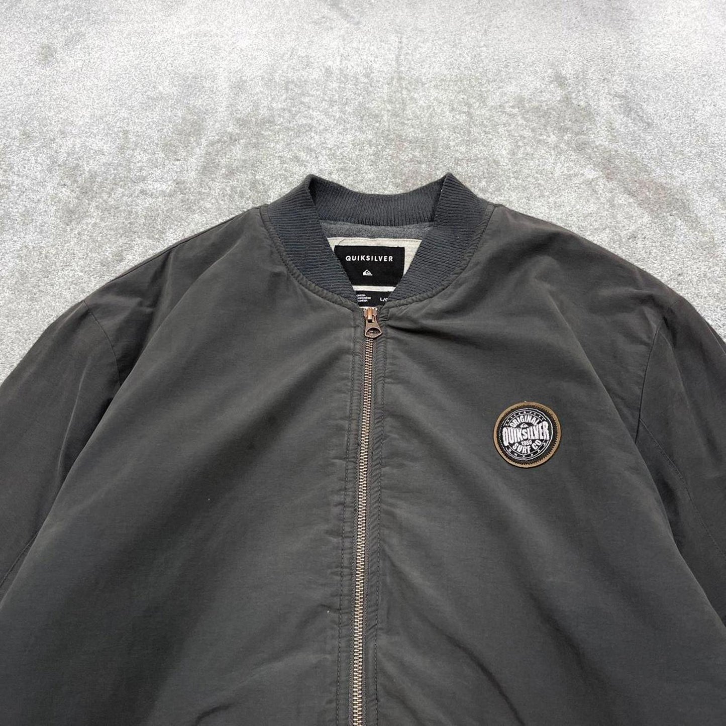 Y2K Quiksilver technical bomber jacket grey Fleece lined windbreaker bomber coat