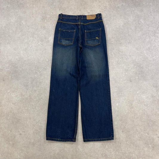 Navy Rocawear jeans size 16 W28L30 embroidered logo y2k style pants