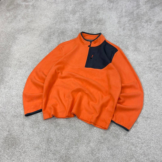 Orange Starter technical fleece Medium 1/4 zip up y2k 00s style autumn wear
