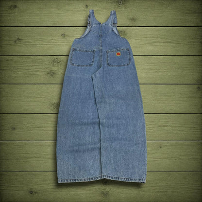 Empyre baggy denim dungarees y2k blue overalls Loose embroidered dungarees adjustable straps