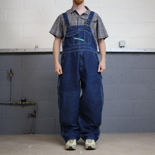 Vintage Key dungarees baggy denim overalls blue
