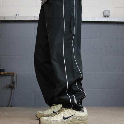 Y2K baggy Reebok tracksuit bottoms black L Wide leg lined casual embroidered side stripe track pants