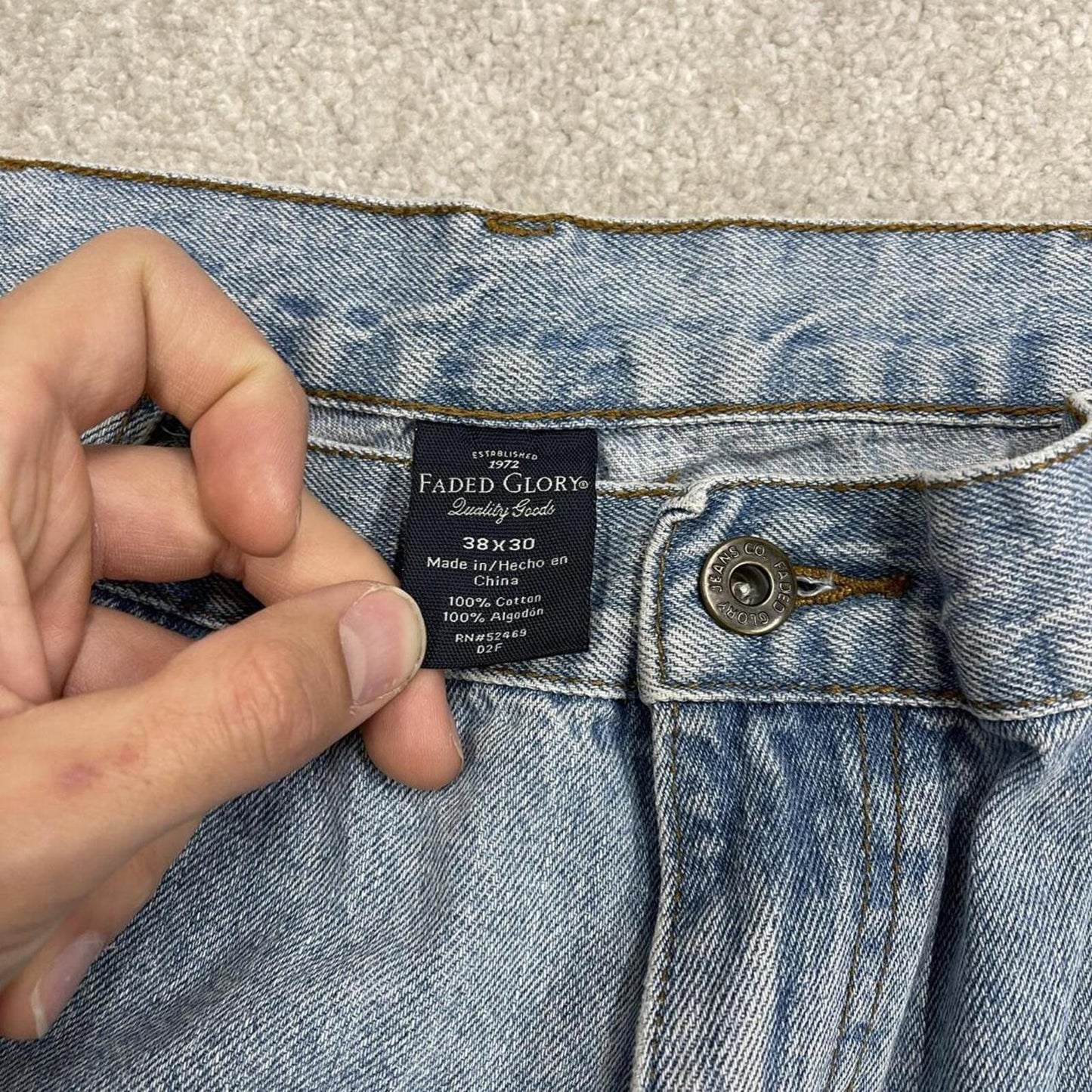 Cut denim cargo shorts carpenter blue Faded Glory frayed skater style jorts