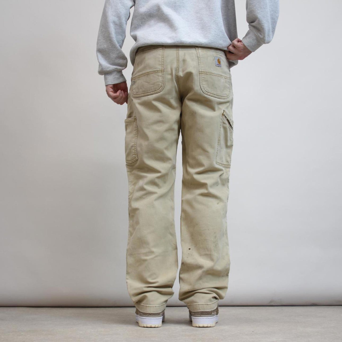 Mens Carhartt carpenter pants W32 L32 tan relaxed cargo skater trousers