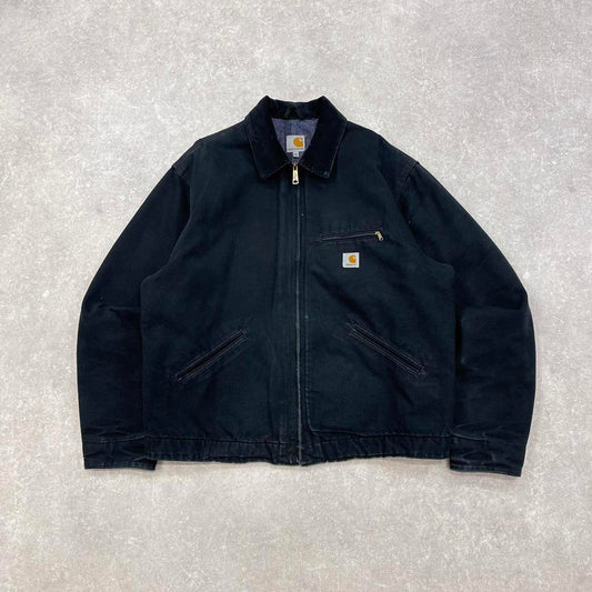 Vintage black Carhartt Detroit jacket XL blanket lined canvas American USA