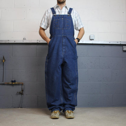 Vintage baggy denim Dungarees loose y2k blue Lincoln workwear bib & brace overalls utility
