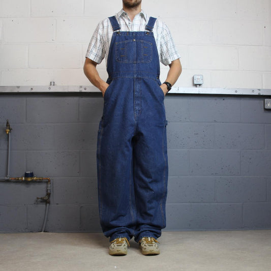 Vintage baggy denim Dungarees loose y2k blue Lincoln workwear bib & brace overalls utility