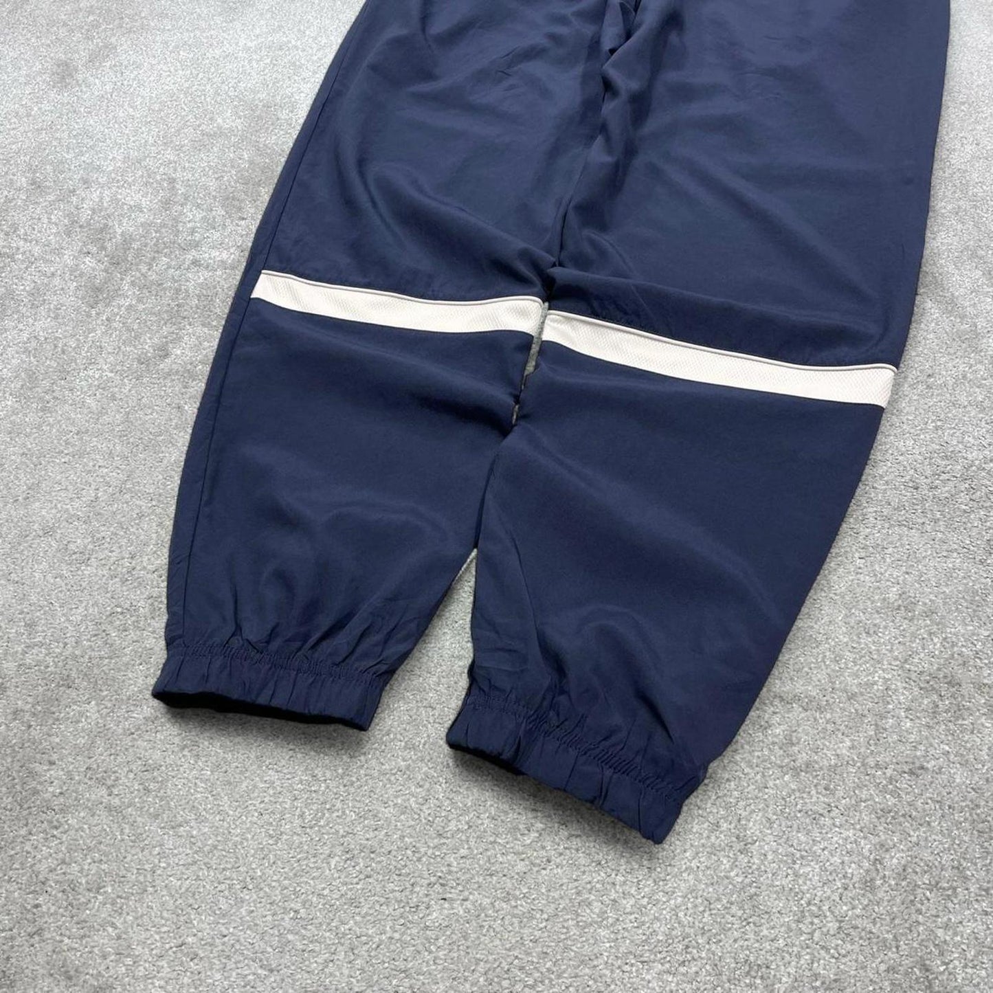 Vintage y2k Nike tracksuit bottoms navy Wide leg embroidered track pants cuffed ankles