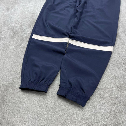 Vintage y2k Nike tracksuit bottoms navy Wide leg embroidered track pants cuffed ankles