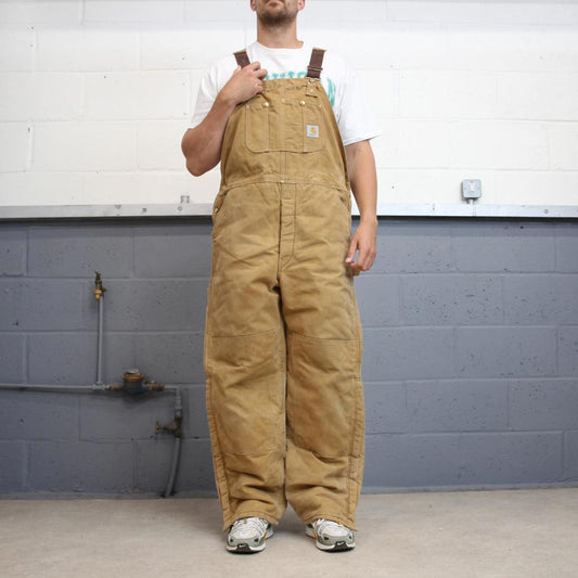 Vintage Carhartt dungarees W40 L31 mens canvas overalls tan utility worker