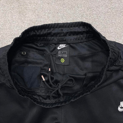 Black Nike tracksuit bottoms Medium y2k style sportswear track pants cuffed embroidered