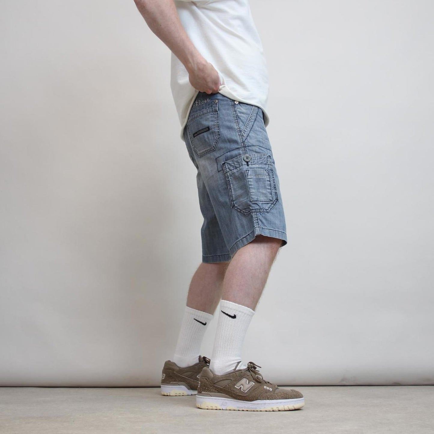 Mens FUBU denim cargo shorts W30