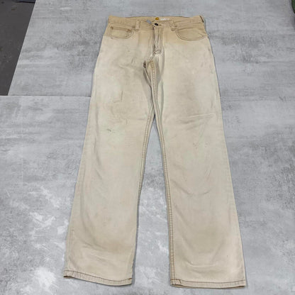 Mens Carhartt carpenter pants W33 L31 tan relaxed 90s style cargos
