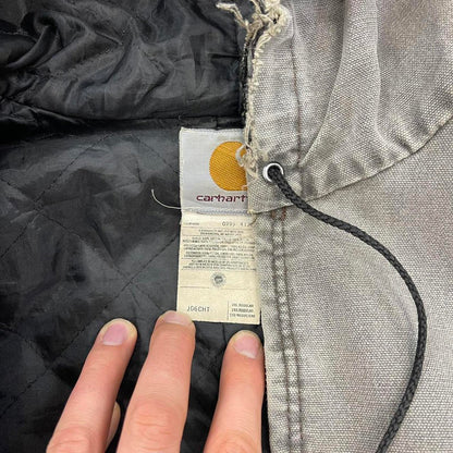 Vintage brown Carhartt hooded active jacket 2XL (fits XL) 90s style thick bomber