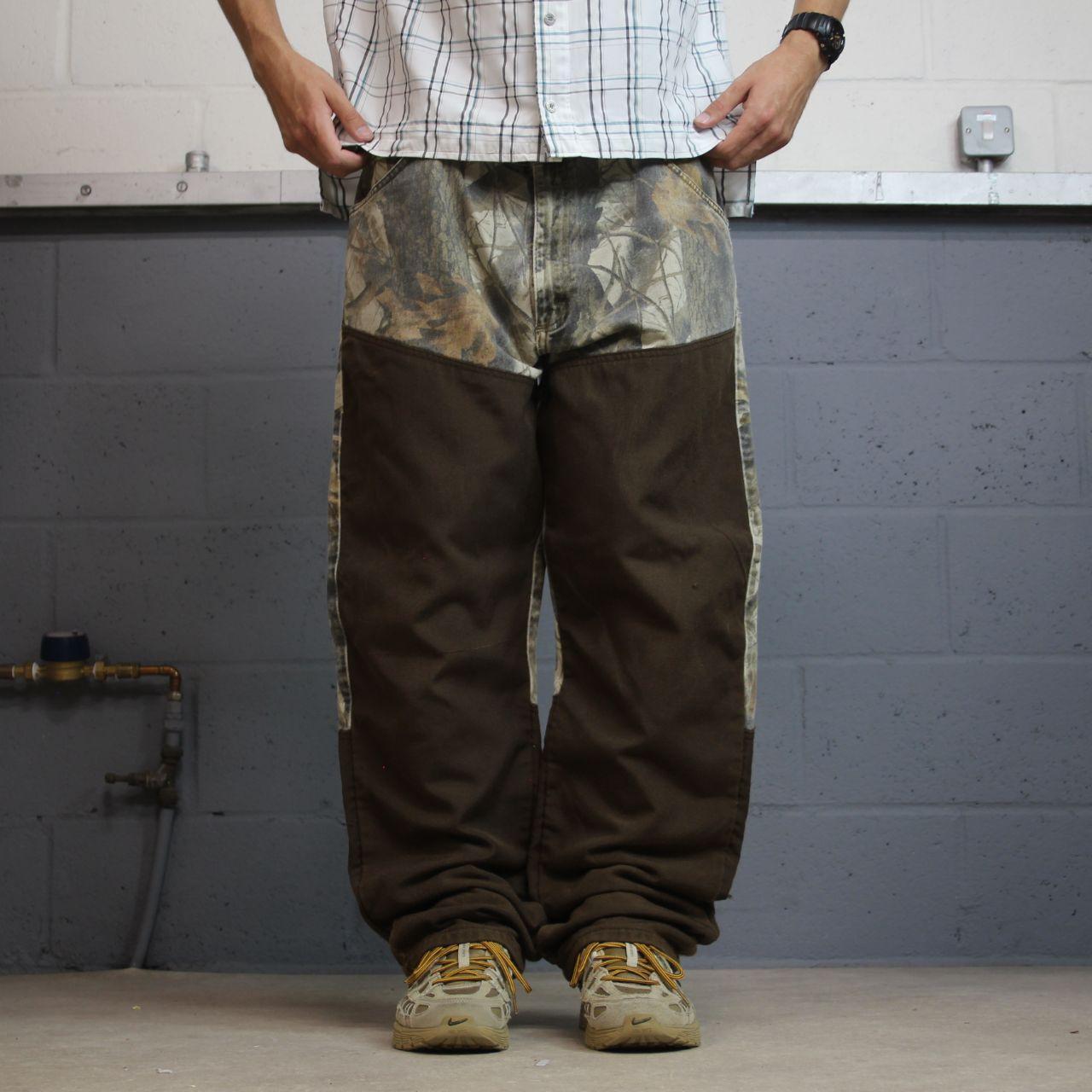 Wrangler Realtree camo jeans W38L32 khaki brown straight fit Hardwoods camouflage double knee pants