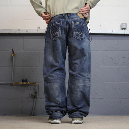 Y2K skate jeans straight leg leg blue Loose Tin Haul denim skater 00s style pants