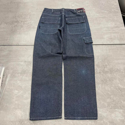 Blue baggy Phat Farm cargo jeans W34L34 loose wide leg thick denim