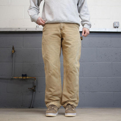 Vintage Carhartt carpenter jeans tan brown Loose relaxed fit canvas skate style workwear cargo pants