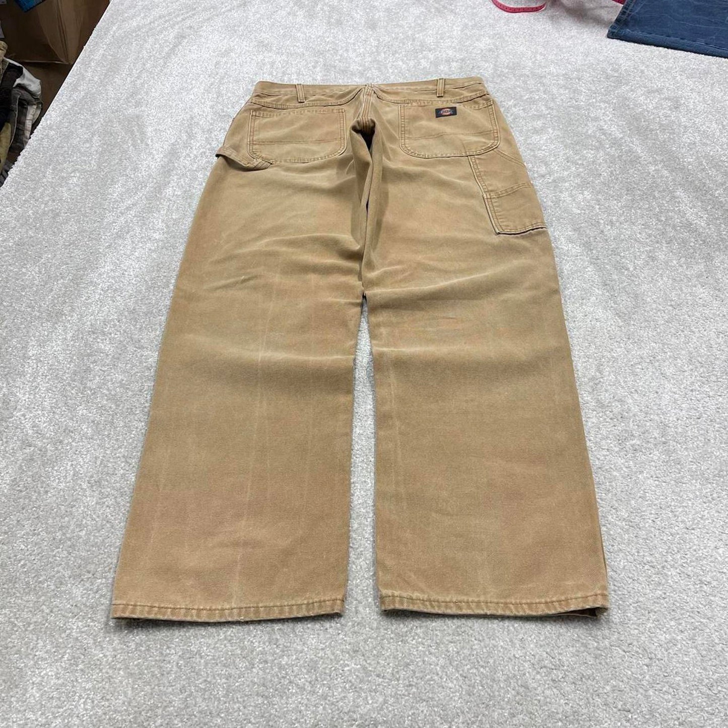 90s baggy Dickies carpenter jeans W36L34 00s skate style tan brown canvas worker cargos