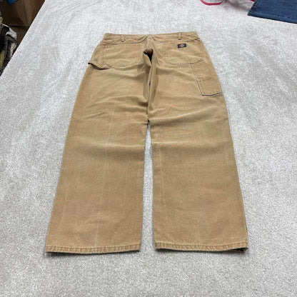 90s baggy Dickies carpenter jeans W36L34 00s skate style tan brown canvas worker cargos