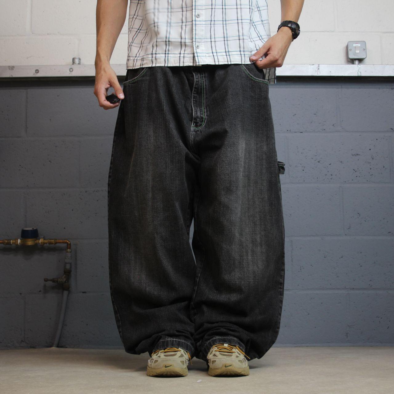 Extra baggy carpenter jeans y2k W48L34 black Brooklyn Xpress wide leg skater style cargos
