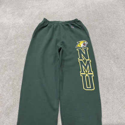 Green Y2K Champion joggers loose leg cuffed Loose casual 2000s style jogging bottoms