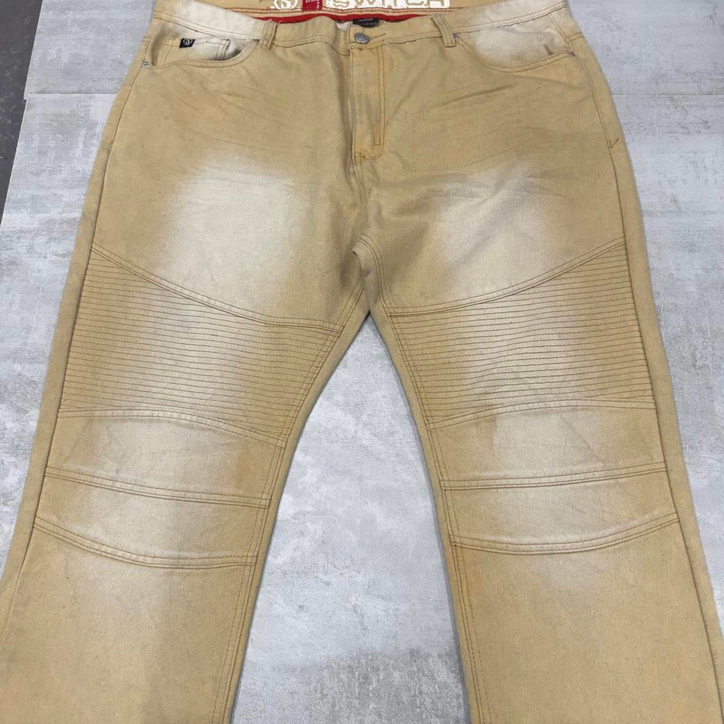 Tan/yellow Switch jeans W44L32 hip hop Y2K style jeans