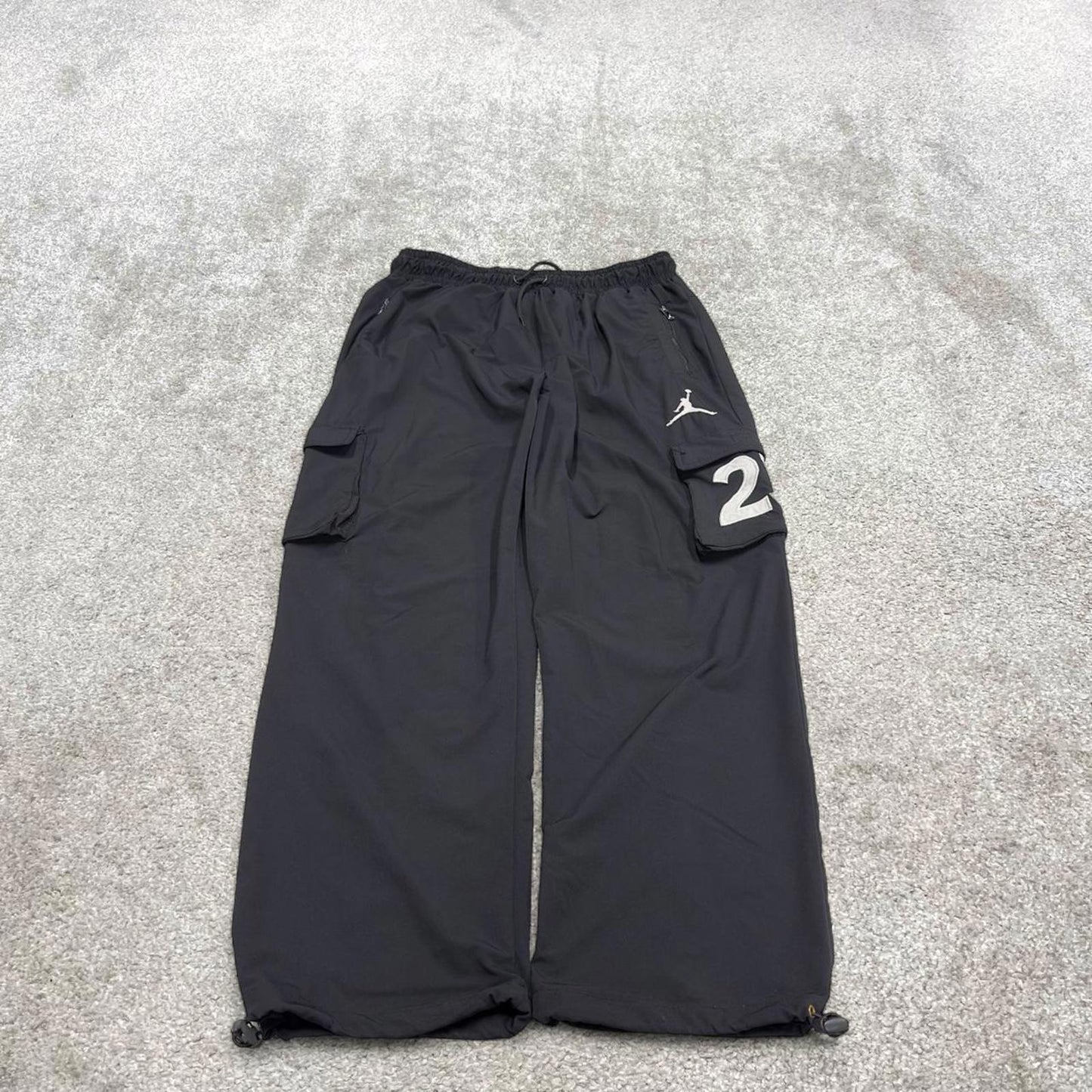 Black baggy Nike air Jordan trackies Large loose y2k floaty leg joggers embroidered gym wear bottoms